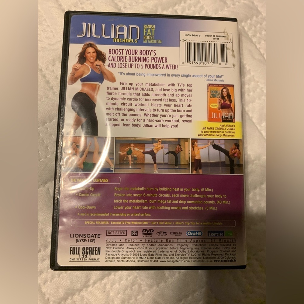 Jillian Michaels DVD. Banish Fat-Boost Metabolism WORKOUT FITNESS EXERCISE DVD. - Picture 3 of 4